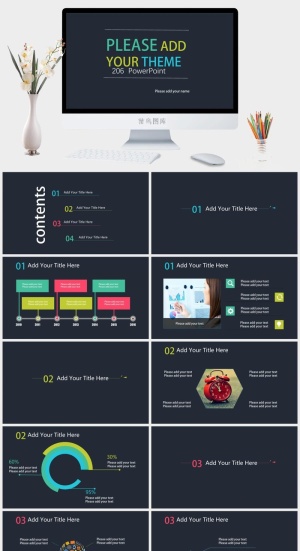 极简文字排版封面扁平化商务汇报ppt模板预览图