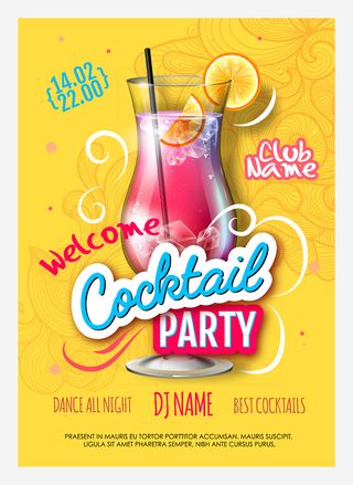 鸡尾酒设计海报矢量图