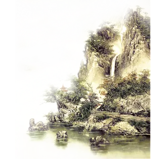 山水画素材中国风水墨画素材元素中国画