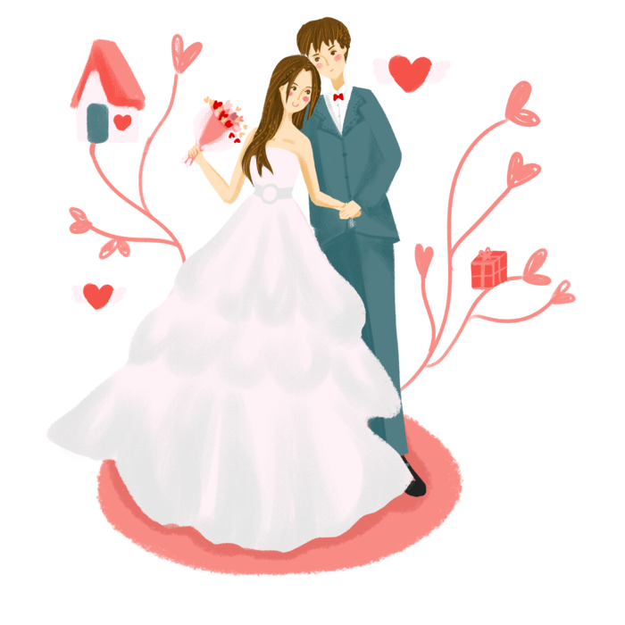 婚纱卡通人物婚礼白纱结婚婚纱摄影手绘