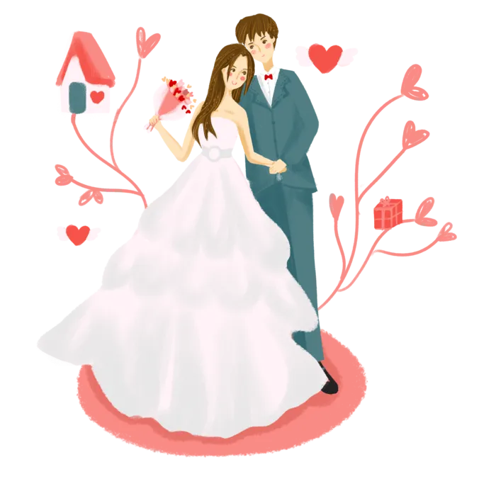 婚纱卡通人物婚礼白纱结婚婚纱摄影手绘