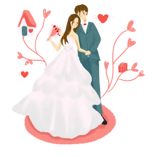 婚纱卡通人物婚礼白纱结婚婚纱摄影手绘