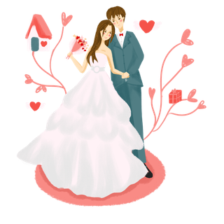 婚纱卡通人物婚礼白纱结婚婚纱摄影手绘