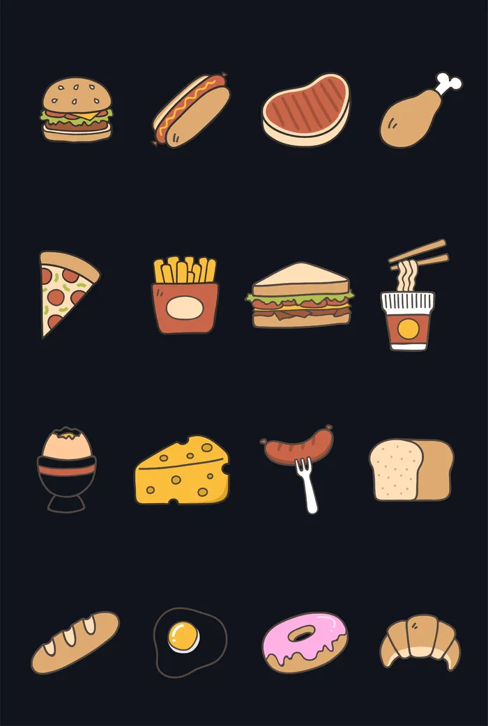 矢量餐饮食物元素ai矢量模版下载