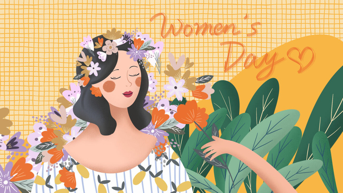 大气妇女节女神女王女生母亲节卡通手绘插图插画海报素材设计模板