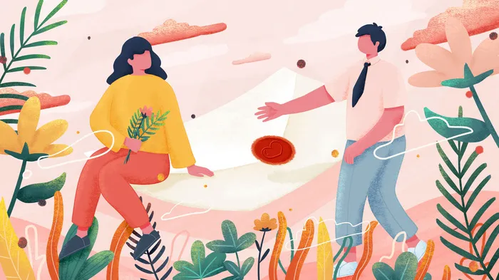 爱情卡通人物插画PSD素材psd模版下载
