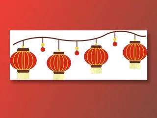 中国风 手绘 卡通元素 传统 复古红 灯笼装饰 PNG 免抠 