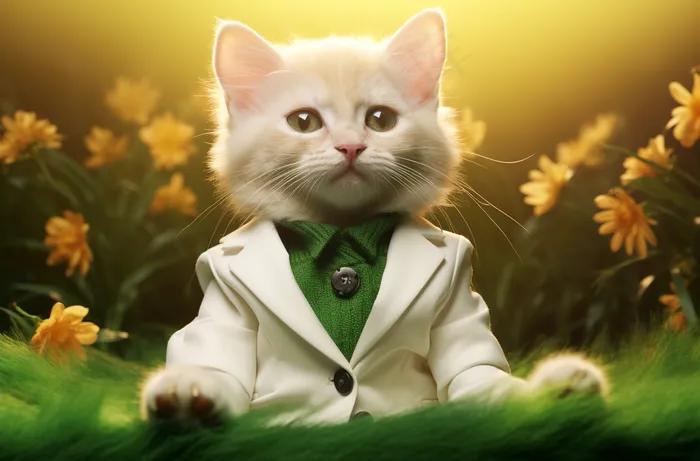 猫咪花丛可爱宠物猫摄影图(4080x2688)