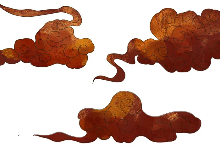 中国风国潮祥云插画手绘云彩图案海报云层装饰背景PSD设计素材(3000x2000)psd模版下载