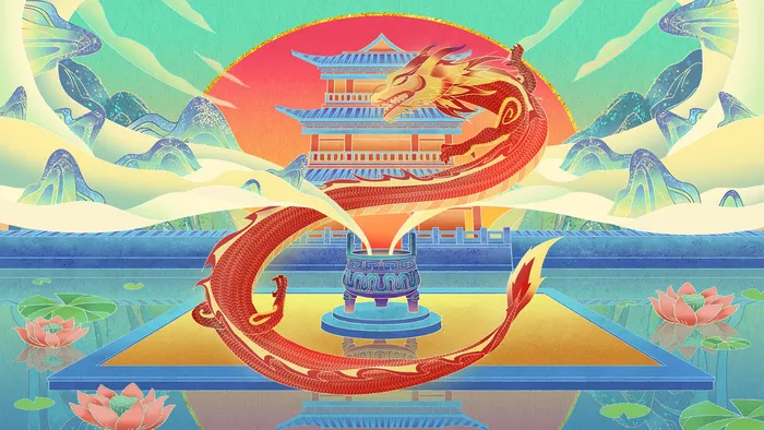 二月二龙抬头插画海报PSD文件psd模版下载