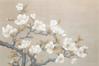 花朵白色国风简约背景