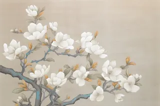 花朵白色国风简约背景