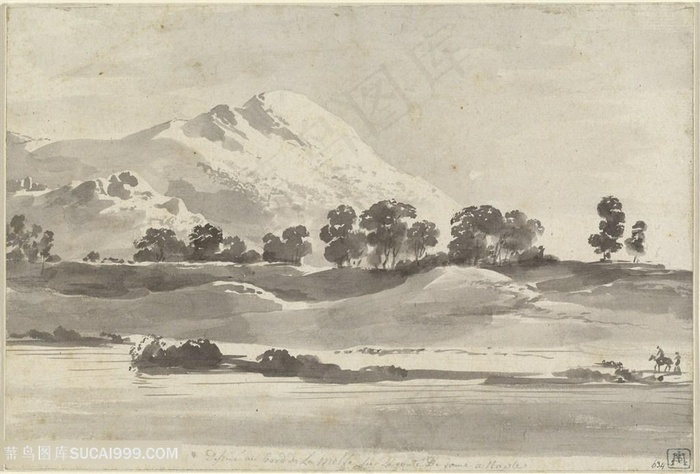 素描巍峨山脉高清装饰画