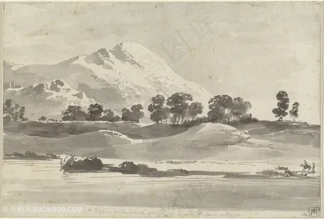 素描巍峨山脉高清装饰画 素描巍峨山脉高清装饰画