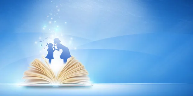 淡蓝色剪影教师节海报背景