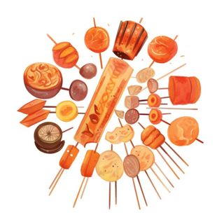 烧烤烤肉串插画免抠