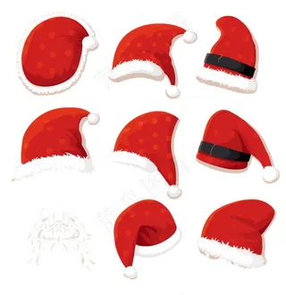 圣诞帽子圣诞老人帽卡通插画免抠