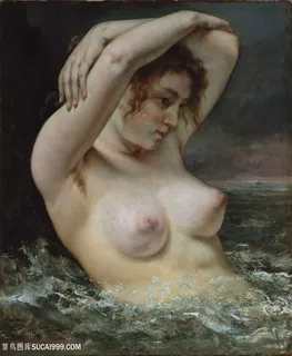 古斯塔夫 · 库尔贝,海浪中的女人油画 古斯塔夫 · 库尔贝,海浪中的女人油画