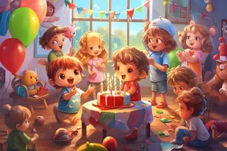 儿童孩子玩耍气球乐园聚会插画海报素材背景