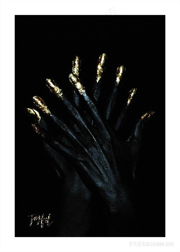 金色指甲艺术装饰画