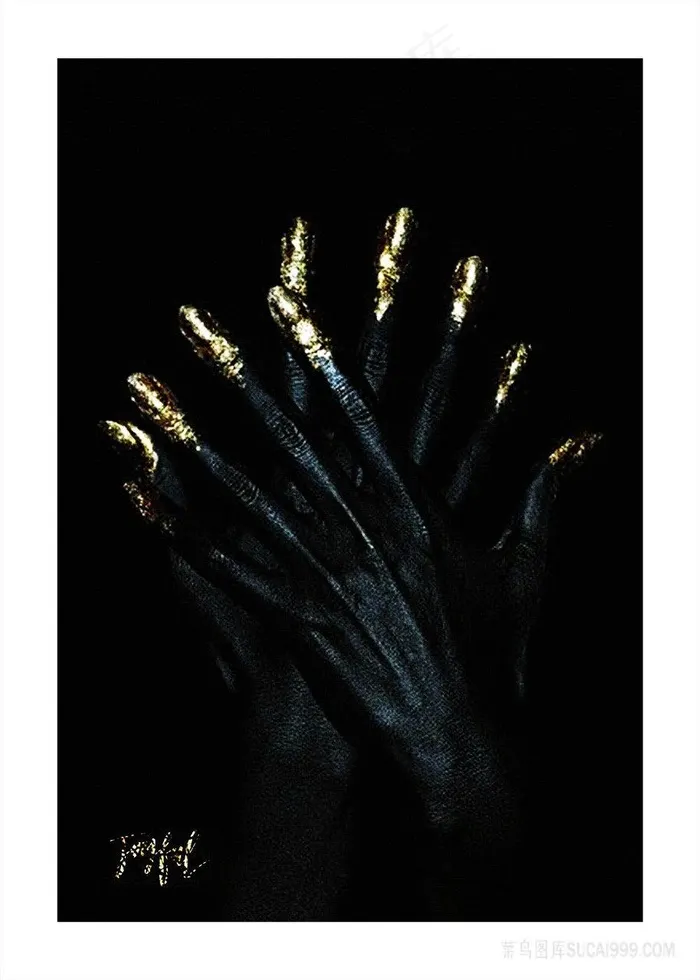 金色指甲艺术装饰画
