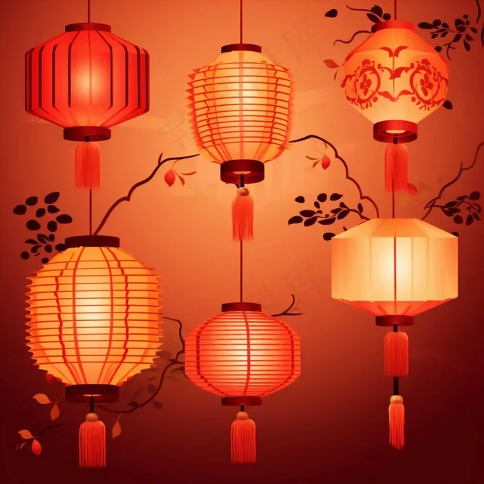 红灯笼过年过节喜庆插画素材(1024x1024)