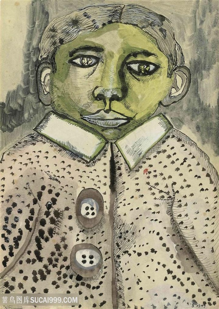 弗洛伊德手绘素描男孩装饰画