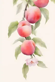 水蜜桃水彩国风背景