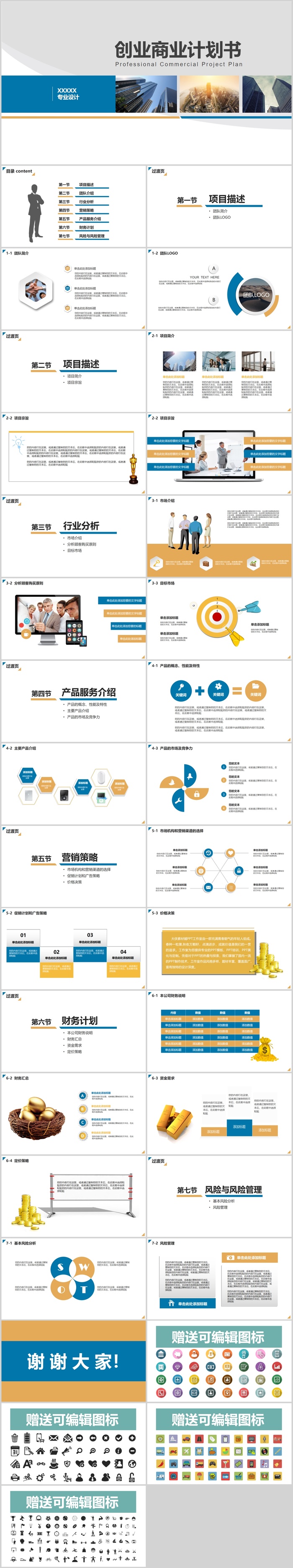 创业 商业融资计划书PPT模板