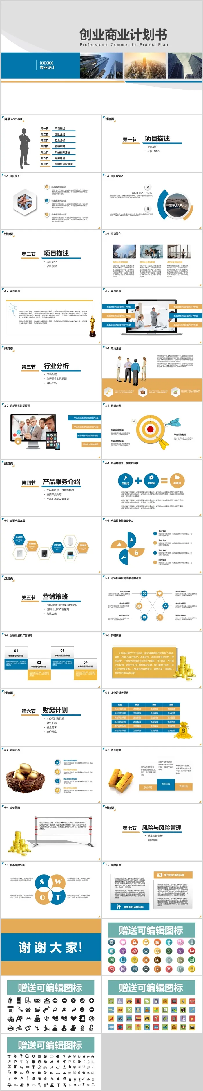 创业 商业融资计划书PPT模板