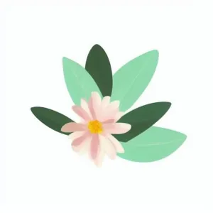 一朵花有绿叶环绕png免抠