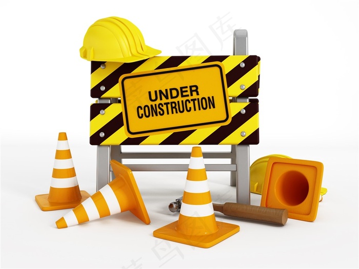 安全帽与路障高清图片