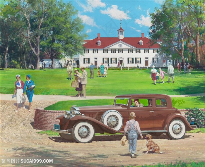 唯美风景画经典老爷车装饰画