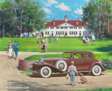 唯美风景画经典老爷车装饰画