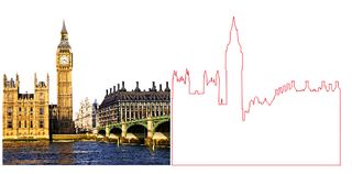 复古欧洲风格城堡河流画墙装饰带轮廓线条