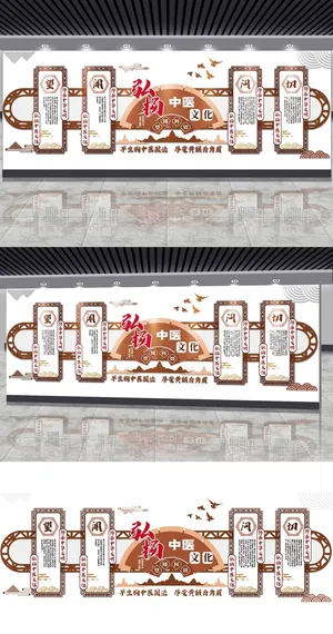 弘扬中医文化古典中式传统文化墙古风中国风展馆展厅文化墙