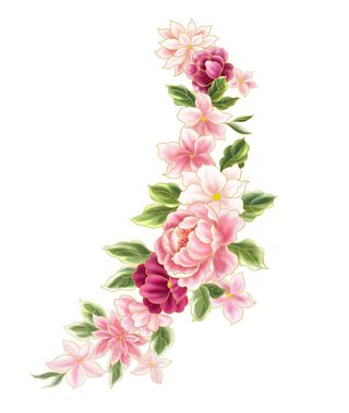 手绘国潮中国风古典牡丹花国花花卉装饰图案PSD设计素材