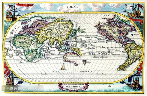 帆船世界地图精美素材