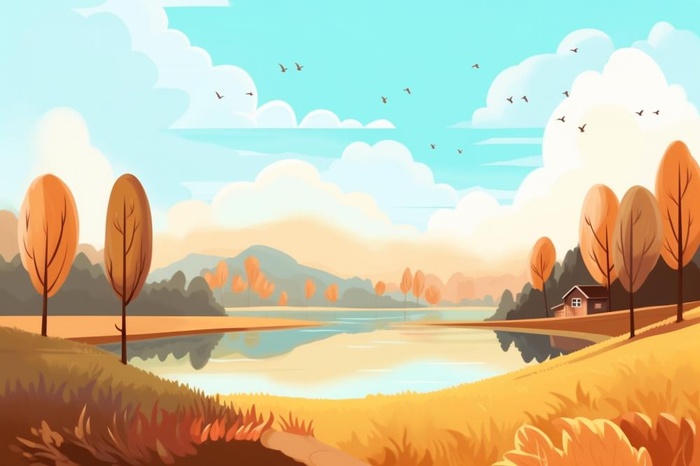秋季风景插画背景图(1344x896)
