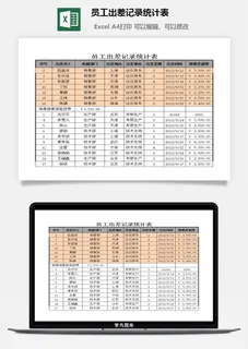 员工出差记录统计表excel模板 员工出差记录统计表excel模板