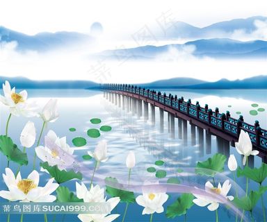 装饰画背景画无框画荷塘