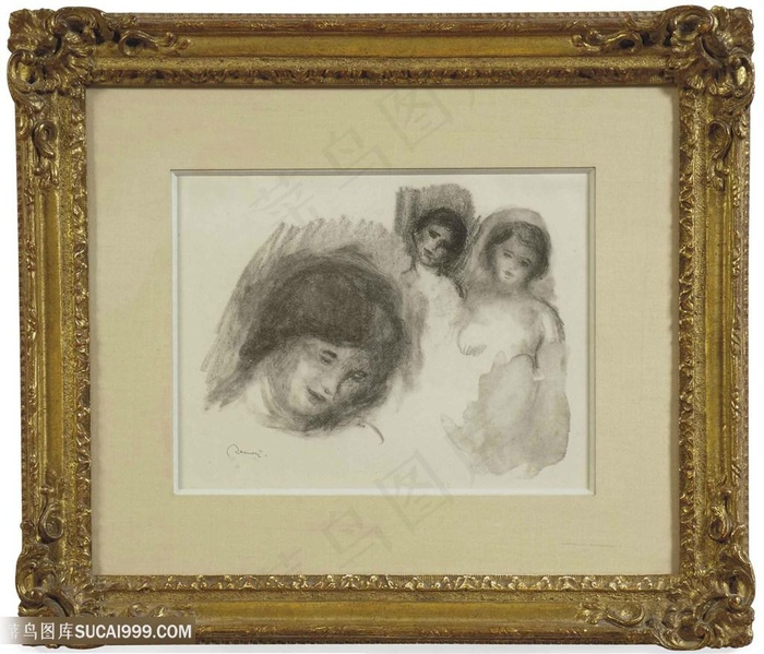 素描女士肖像艺术装饰画挂画