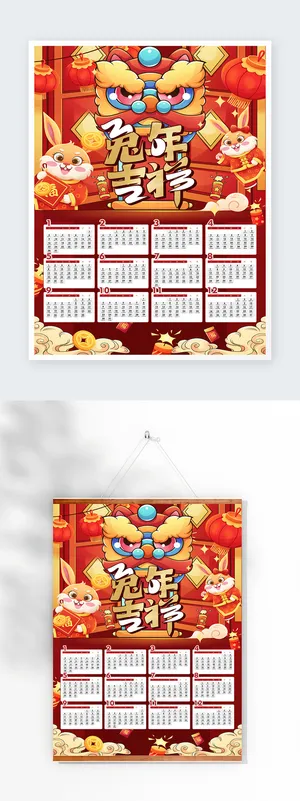 创意兔年挂历设计