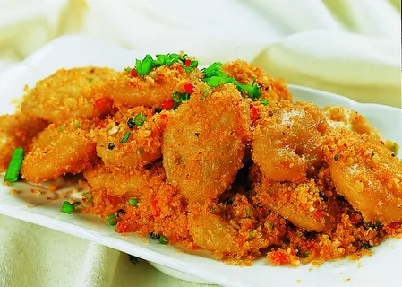 川菜湘菜高清菜谱 金沙莲藕夹 川菜湘菜高清菜谱 金沙莲藕夹