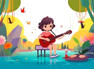 夏日音乐会孩子吉他背景