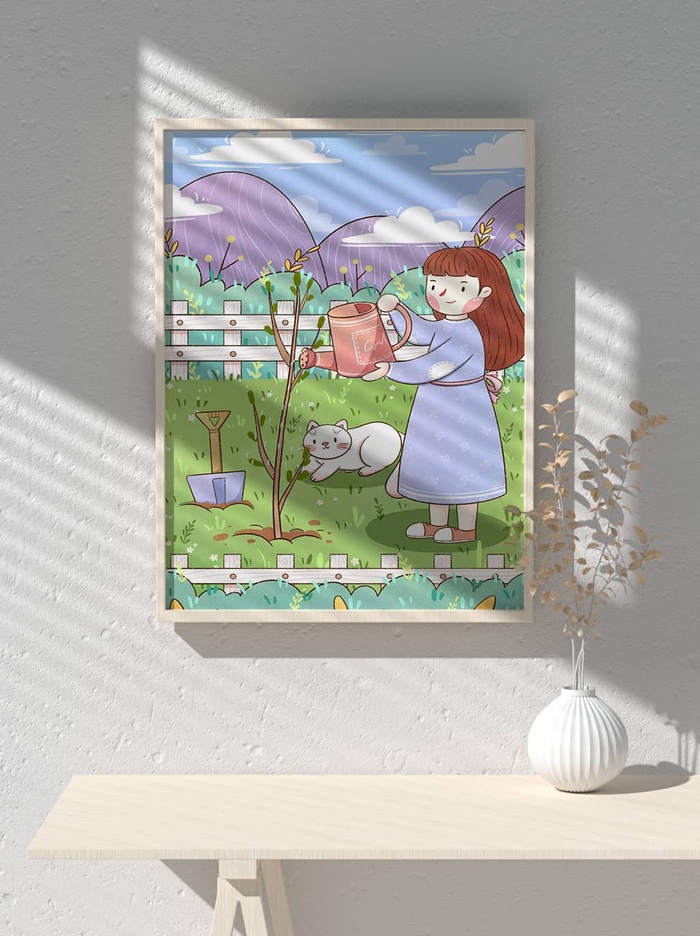 绿色创意公益植树节卡通312保护环境宣传插画