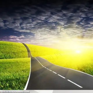 阳光照射下的弯延公路