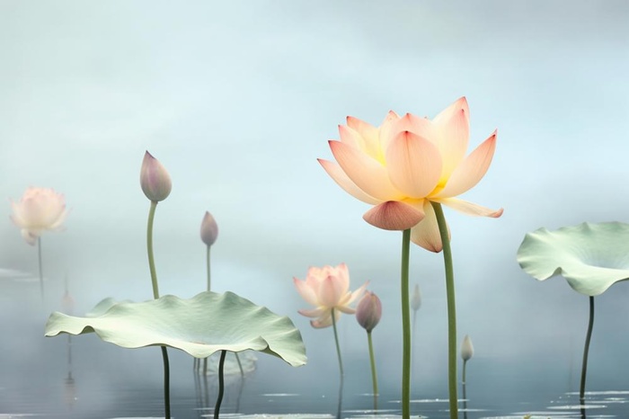 简约雾面荷花池塘背景