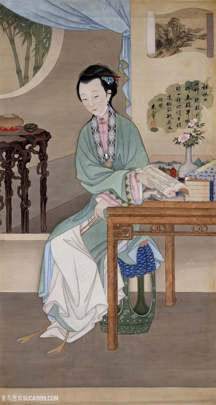 高清古代雍正十二美人图绘画图片
