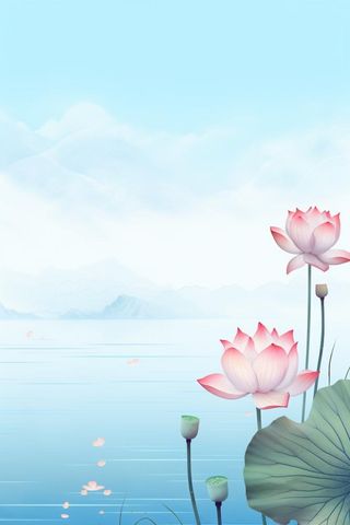 水墨大气国风荷花荷叶背景